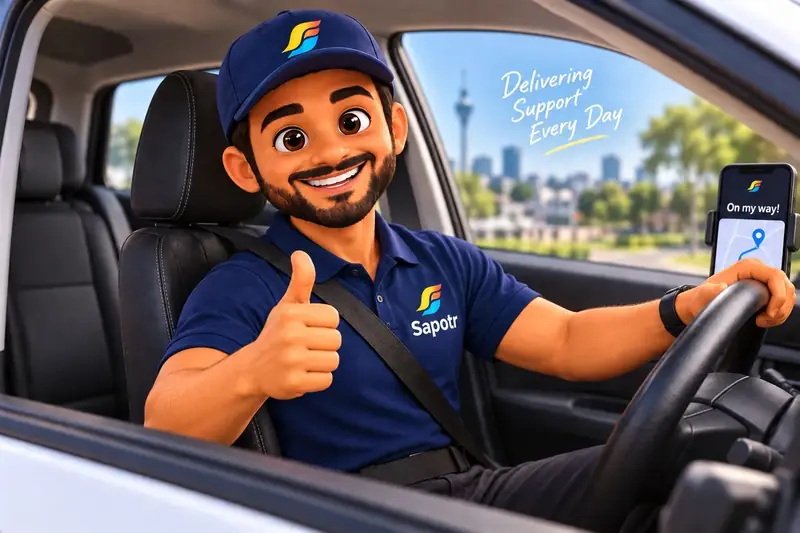 A SAPOTR at the wheel giving a thumbs up