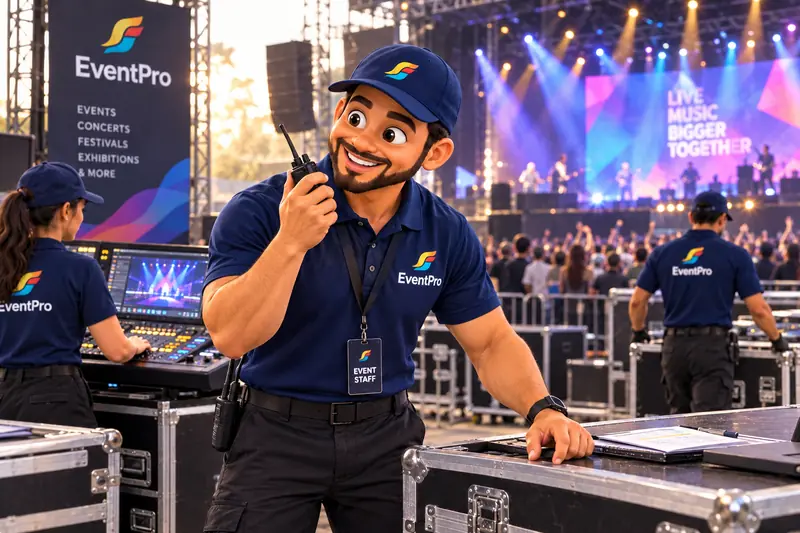 A SAPOTR with a radio working backstage at a live concert